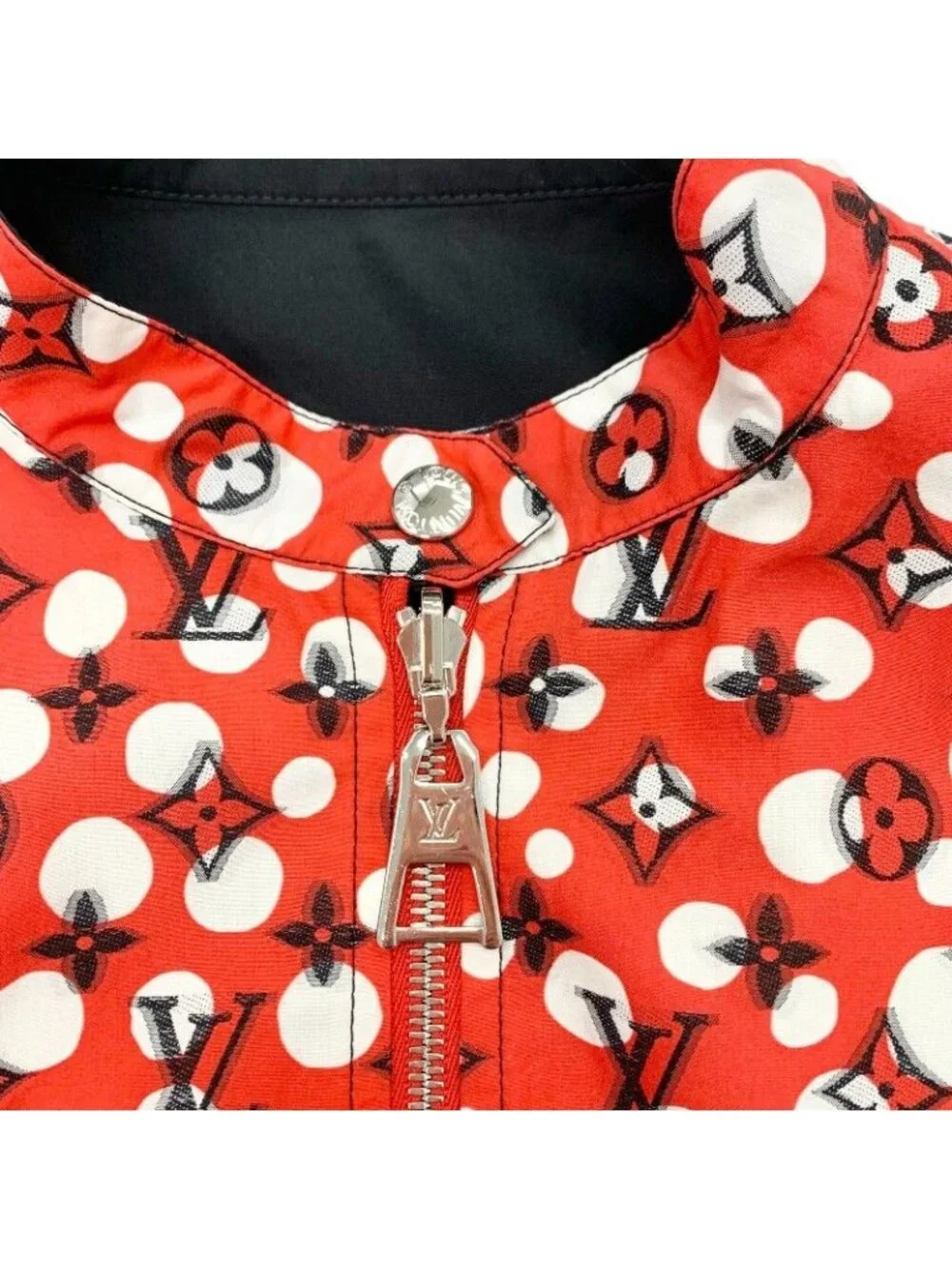 Louis Vuitton Black Red Yayoi Kusama Monogram Infinity Dot Jacket White